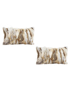 SOGA 2X 30cm Throw Pillow Coffee Rabbit Fur Lumbar Warm Cozy Decorative Cushion Home Decor $ 151.50