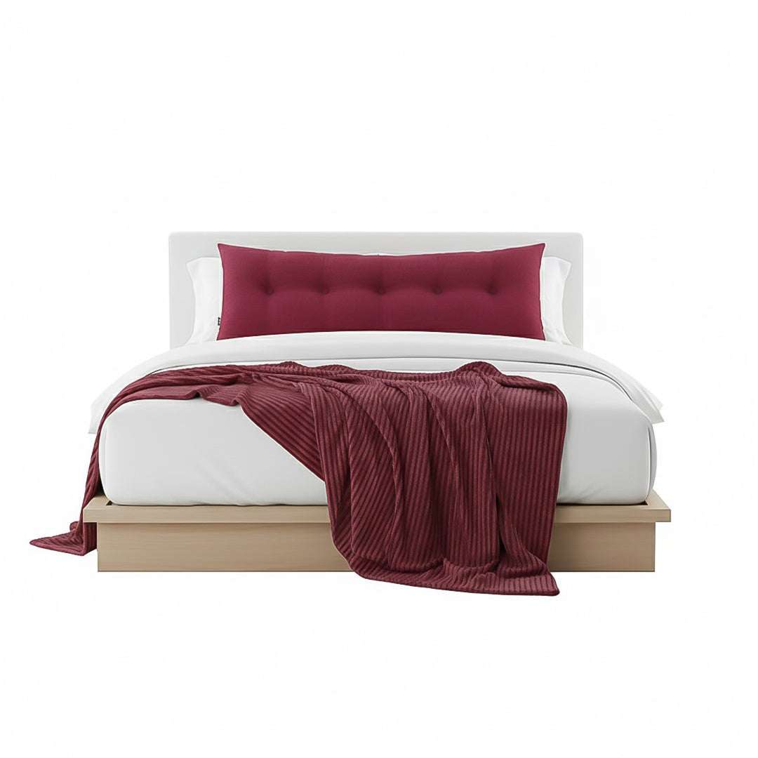 SOGA Home & Living Bundle – Rose Red Triangular Wedge Pillow & Burgundy Striped Flannel Throw $ 0