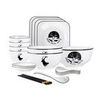SOGA White Antler Printed Ceramic Dinnerware Set Crockery Soup Bowl Plate Server Kitchen Home Decor Set of 13 $ 99.90