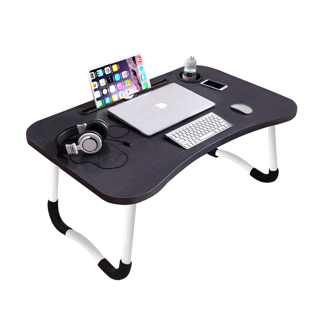SOGA Black Portable Bed Table Adjustable Foldable Bed Sofa Study Table Laptop Mini Desk with Notebook Stand Cup Slot Home Decor $ 43.50