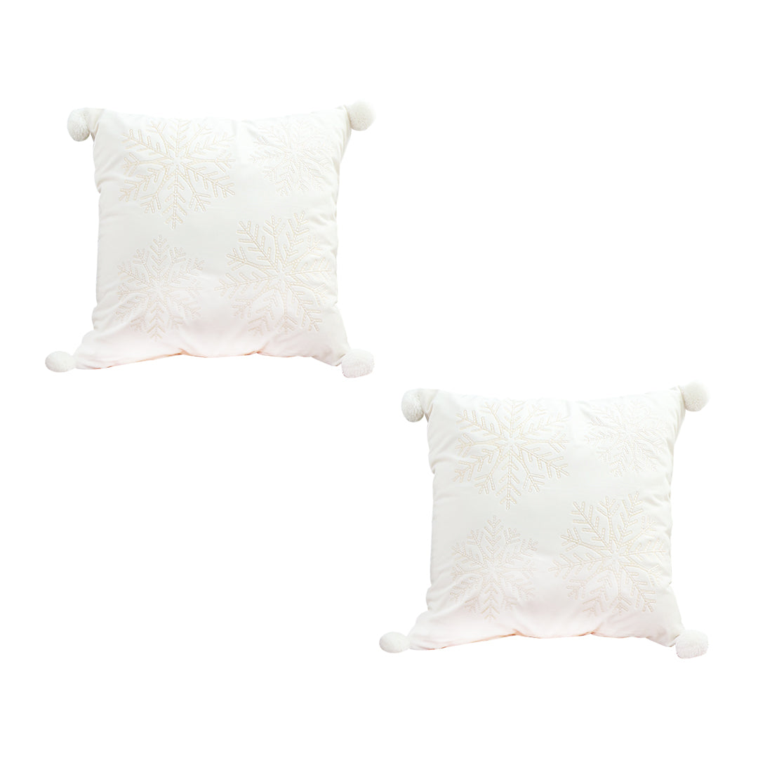 SOGA 2X 45cm Throw Pillow White Soft Plush Christmas Snowflake Ball Square For festive Holiday $ 90.90