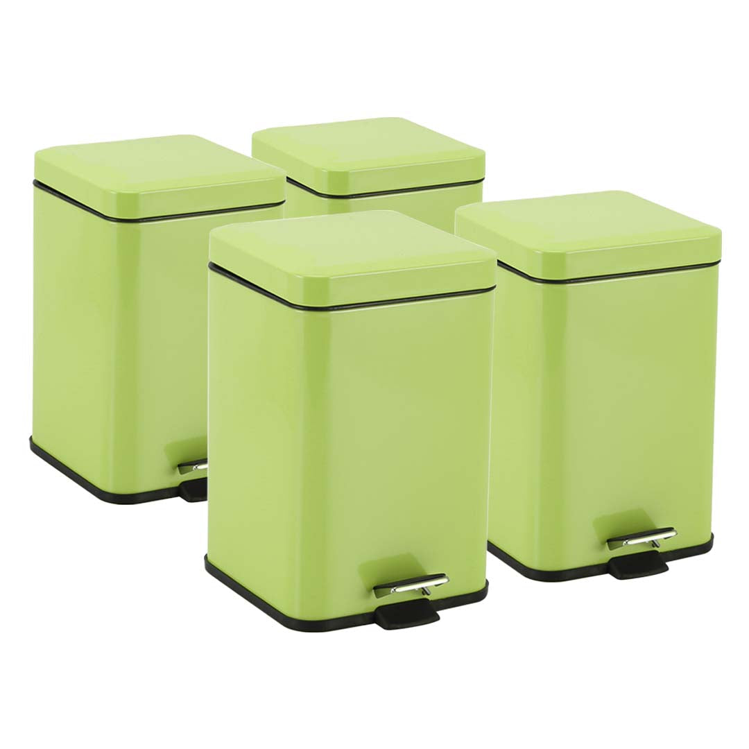 SOGA 4X Foot Pedal Stainless Steel Rubbish Recycling Garbage Waste Trash Bin Square 6L Green $ 219.50