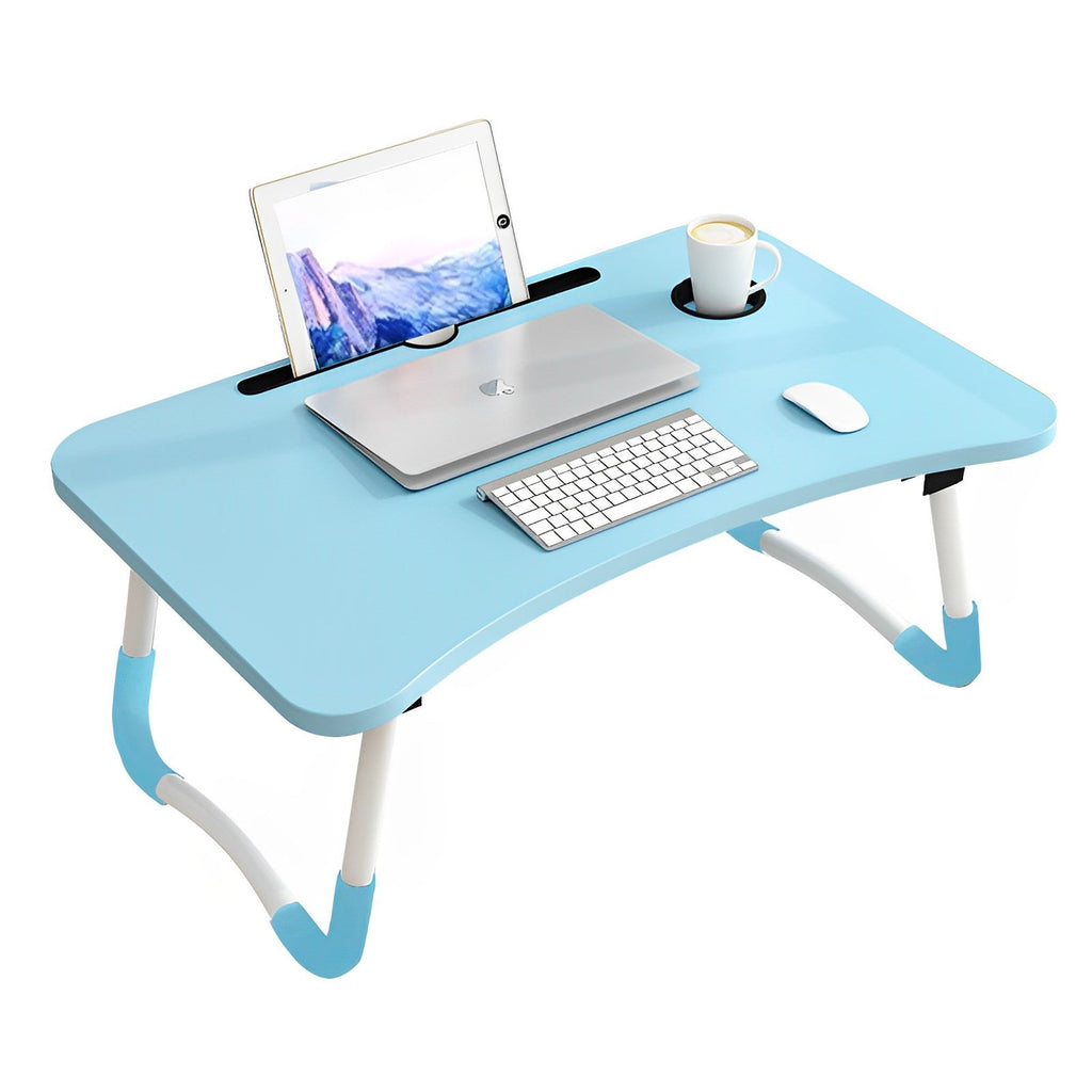 SOGA Blue Portable Bed Table Adjustable Foldable Bed Sofa Study Table Laptop Mini Desk with Notebook Stand Cup Slot Home Decor $ 43.50