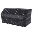 SOGA Leather Car Boot Collapsible Foldable Trunk Cargo Organizer Portable Storage Box Black/Gold Stitch Large $ 47.90