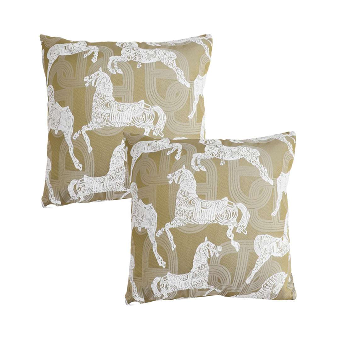 SOGA 2X 50cm Vintage Olive Green White Horse Pattern Throw Pillow $ 142