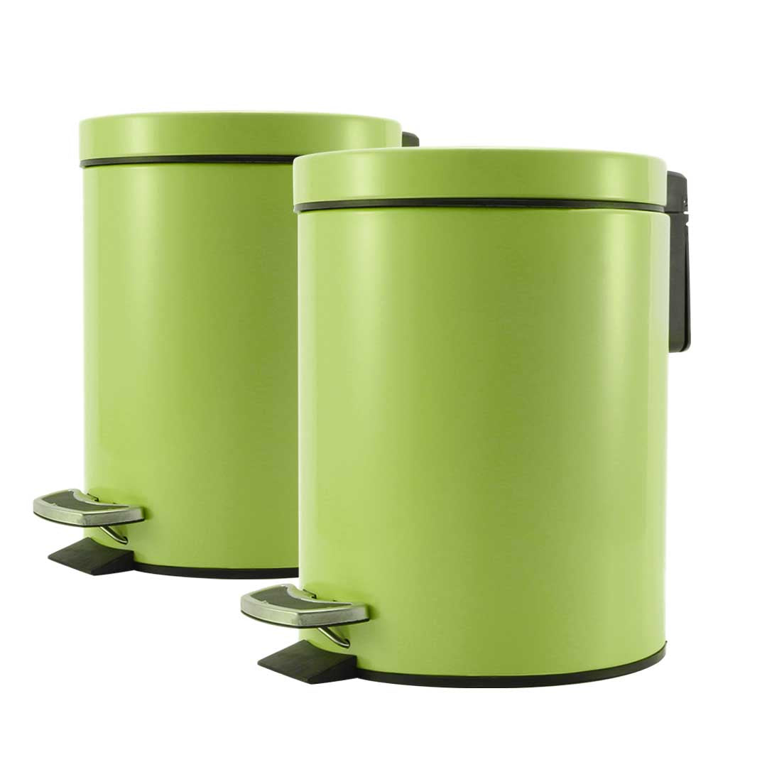 SOGA 2X Foot Pedal Stainless Steel Rubbish Recycling Garbage Waste Trash Bin Round 7L Green $ 107.90
