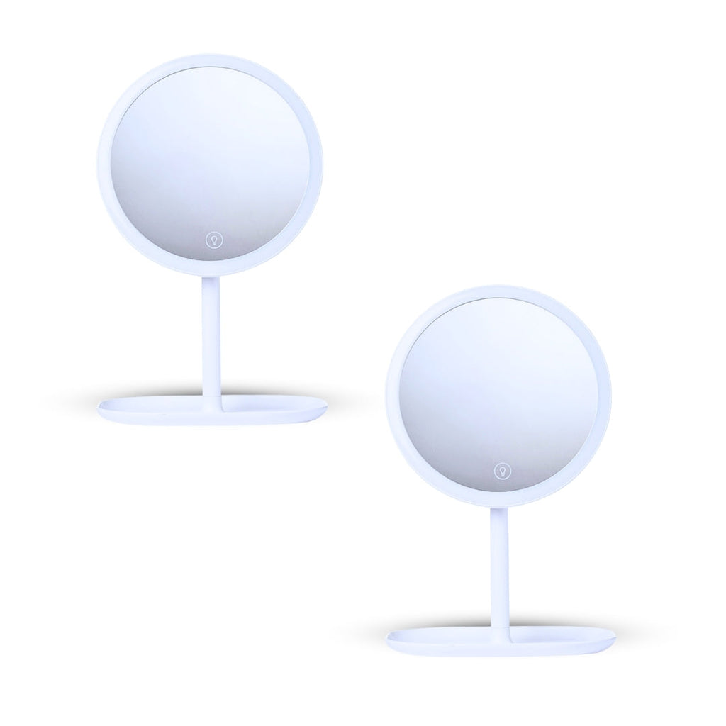 SOGA 2X 26cm White Round Smart LED Makeup Bedroom Table Vanity Mirror Tricolor w/ 5x Magnification $ 65.50