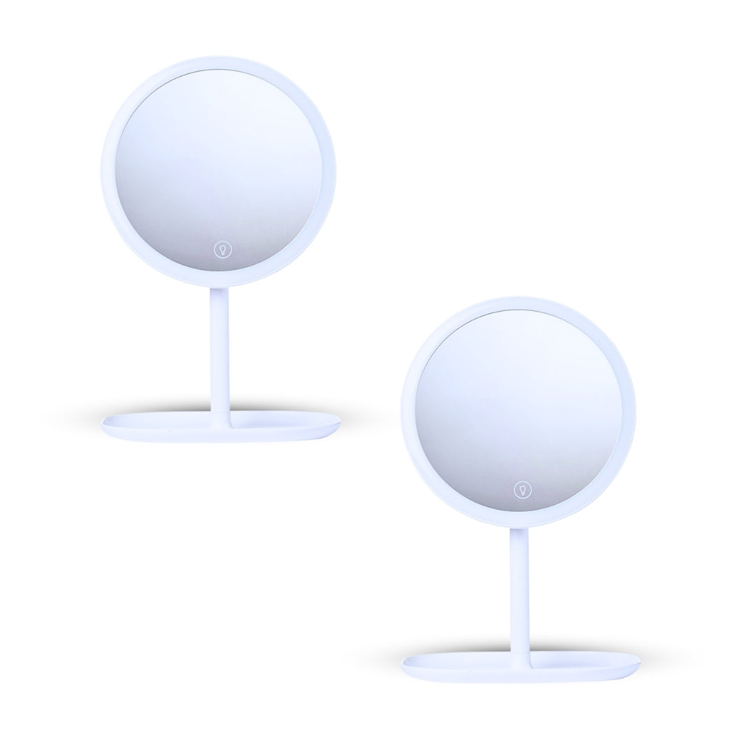 SOGA 2X 26cm White Round Smart LED Makeup Bedroom Table Vanity Mirror Tricolor w/ 5x Magnification $ 65.50