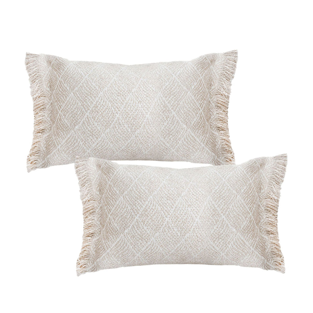 SOGA 2X 35cm Rectangular Natural Woven Diamond Pattern Fringe Trim Throw Pillow $ 140.00