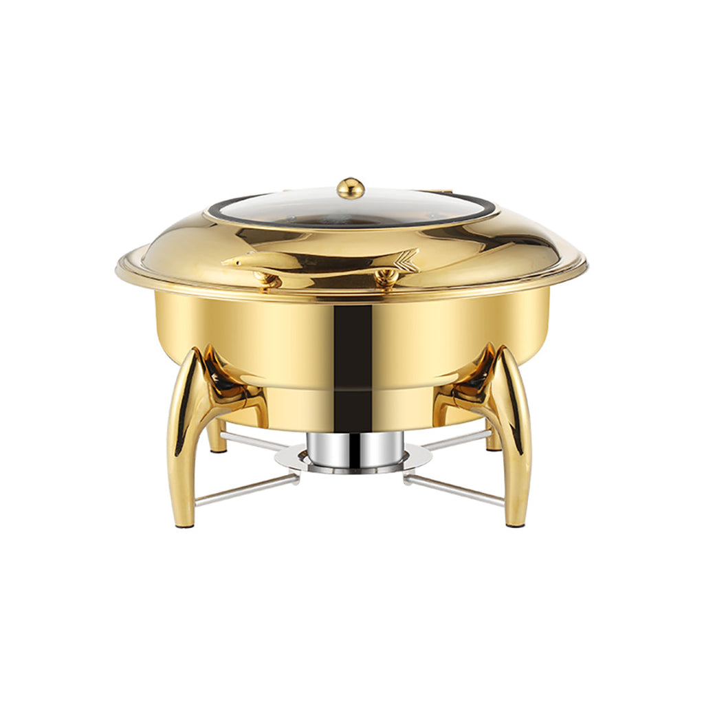 SOGA Gold Plated Stainless Steel Round Chafing Dish Tray Buffet Cater Food Warmer Chafer with Top Lid $ 533.50