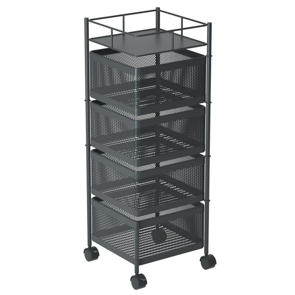 SOGA 4 Tier Steel Square Rotating Kitchen Cart Multi-Functional Shelves Storage Organizer with Wheels $ 111.50