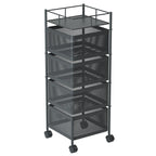 SOGA 4 Tier Steel Square Rotating Kitchen Cart Multi-Functional Shelves Storage Organizer with Wheels $ 111.50