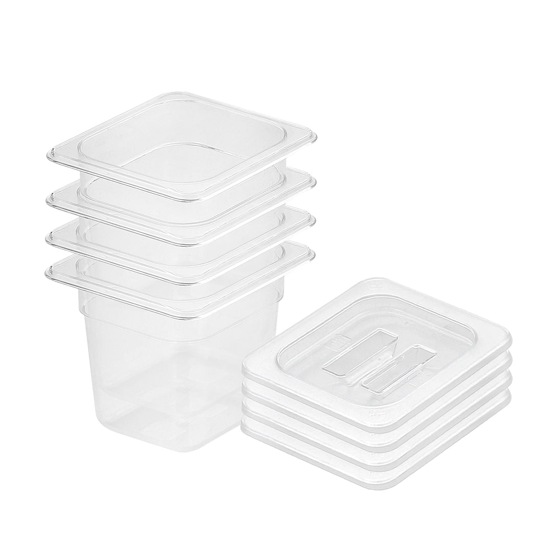 SOGA 150mm Clear Gastronorm GN Pan 1/6 Food Tray Storage Bundle of 4 with Lid $ 116.50
