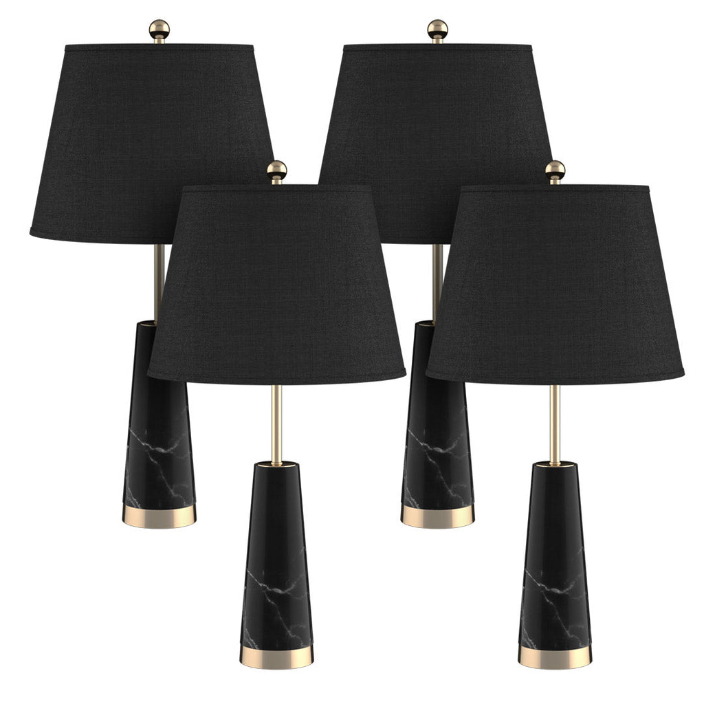 SOGA 4X 68cm Black Marble Bedside Desk Table Lamp Living Room Shade with Cone Shape Base $ 1055.50