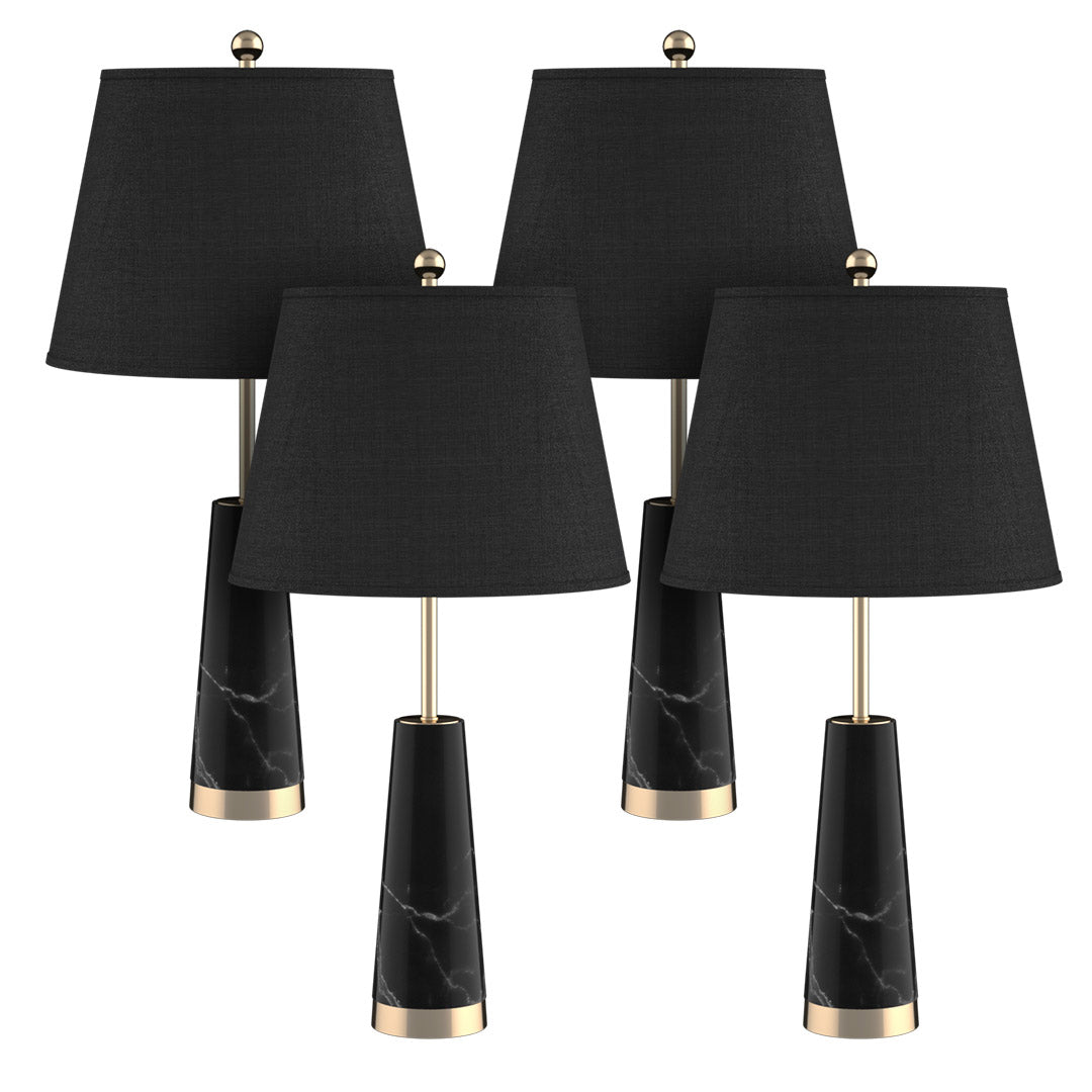 SOGA 4X 68cm Black Marble Bedside Desk Table Lamp Living Room Shade with Cone Shape Base $ 1055.50