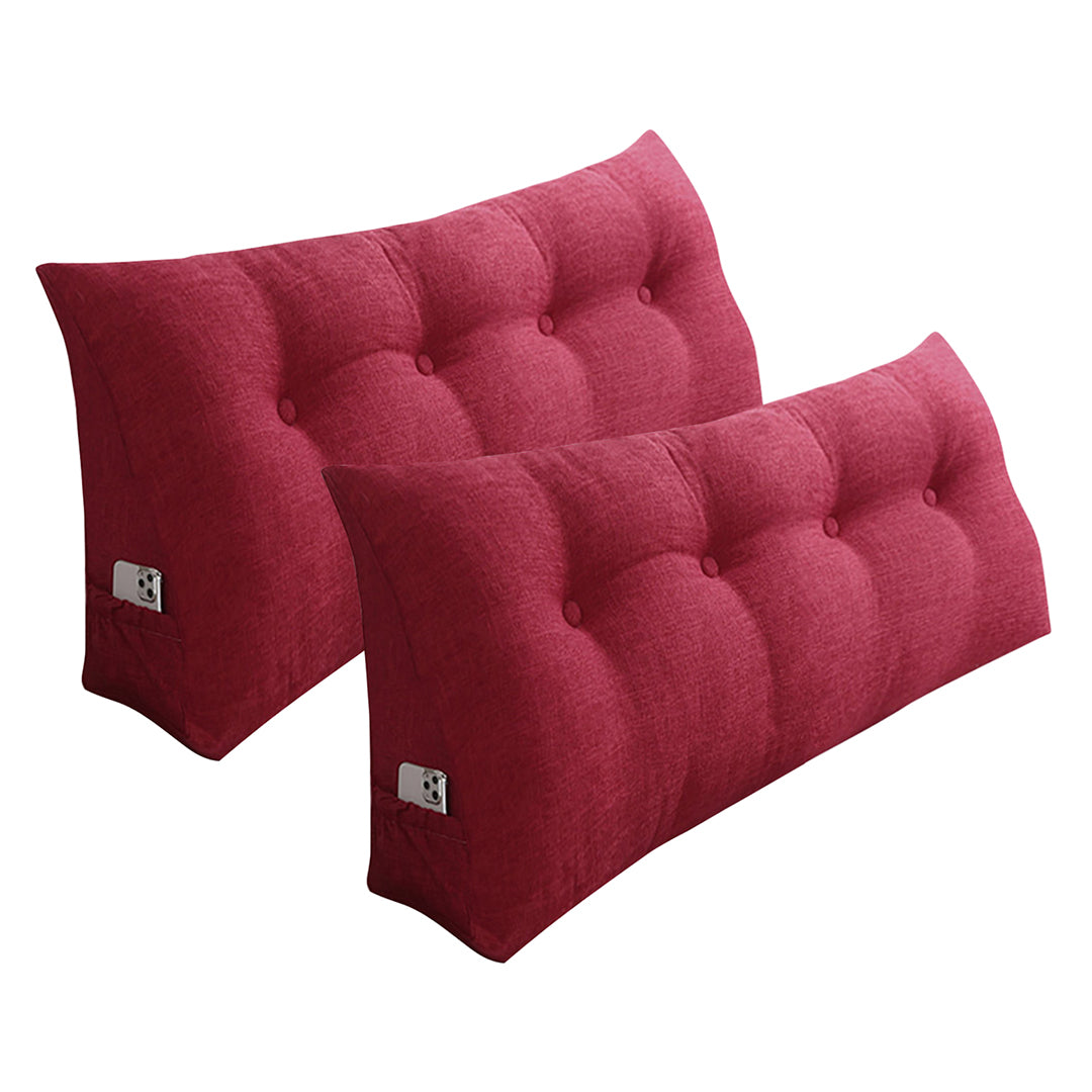SOGA 2X 120cm Rose Red Triangular Wedge Bed Pillow Headboard Backrest Bedside Tatami Cushion Home Decor