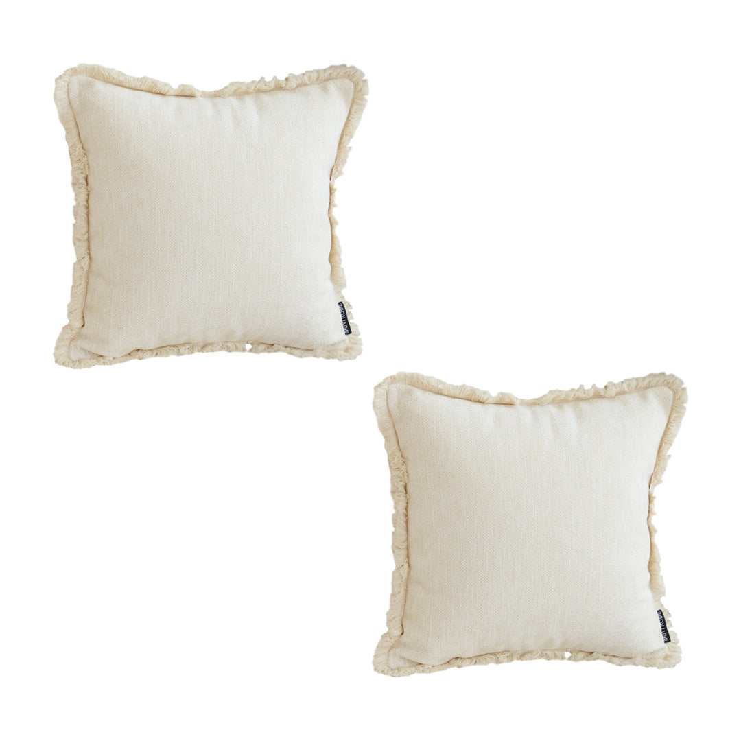 SOGA 2X 45cm Throw Pillow White Chenille Textured with Tassels Stylish Square Cozy Home Decor $ 90.90
