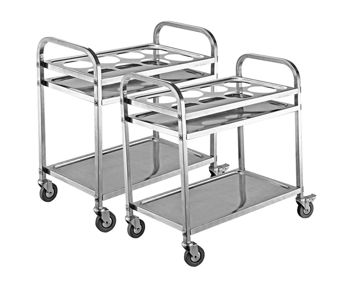 SOGA 2X 2 Tier Stainless Steel 8 Compartment Kitchen Seasoning Car Service Trolley Condiment Holder Cart Spice Bowl $ 431.50