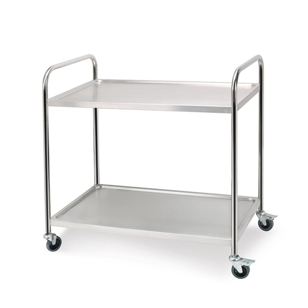 SOGA 2 Tier Stainless Steel Kitchen Dining Food Cart Trolley Utility Round 81x46x85cm Small $ 224.50