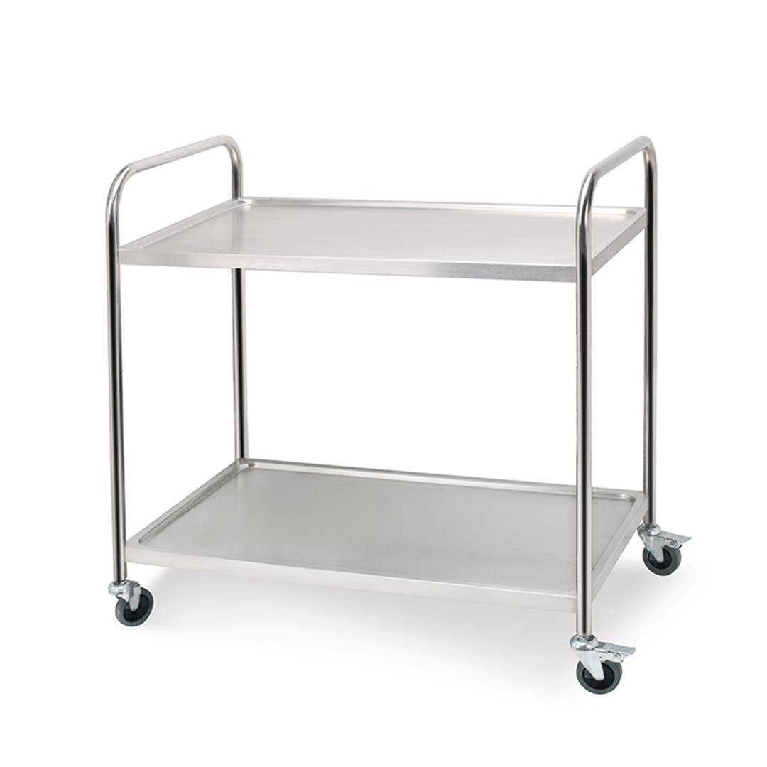 SOGA 2 Tier Stainless Steel Kitchen Dining Food Cart Trolley Utility Round 81x46x85cm Small $ 224.50