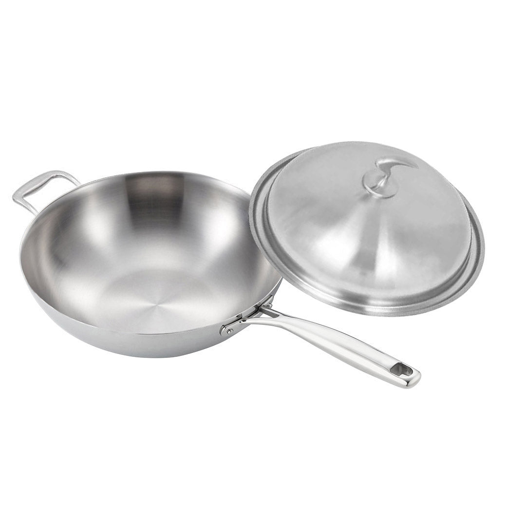 SOGA 18/10 Stainless Steel Fry Pan 36cm Frying Pan Top Grade Skillet with Helper Handle and Lid $ 177.90