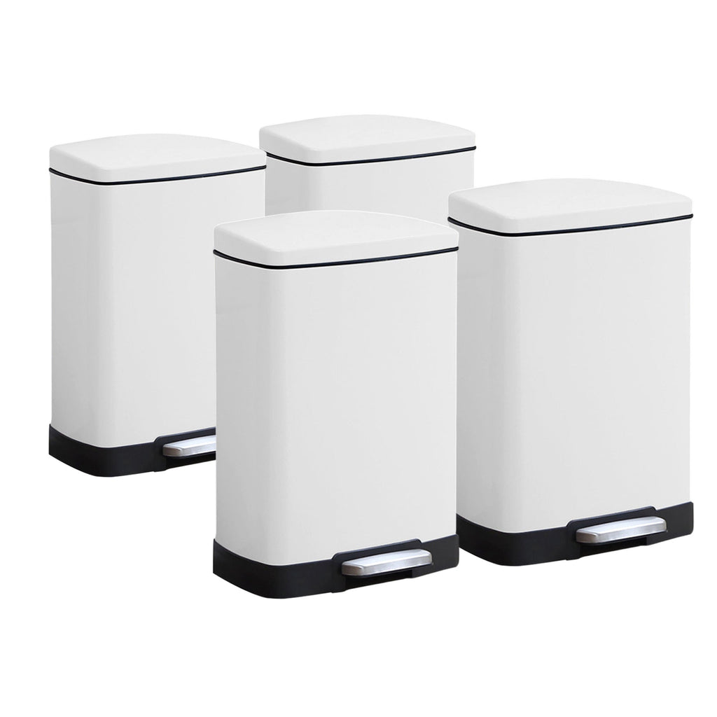 SOGA 4X Foot Pedal Stainless Steel Rubbish Recycling Garbage Waste Trash Bin Rectangular Shape 12L White $ 337.50