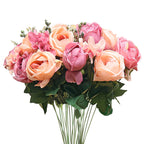 SOGA 3pcs Artificial Silk with 15 Heads Flower Fake Rose Bouquet Table Decor Pink $ 55.50