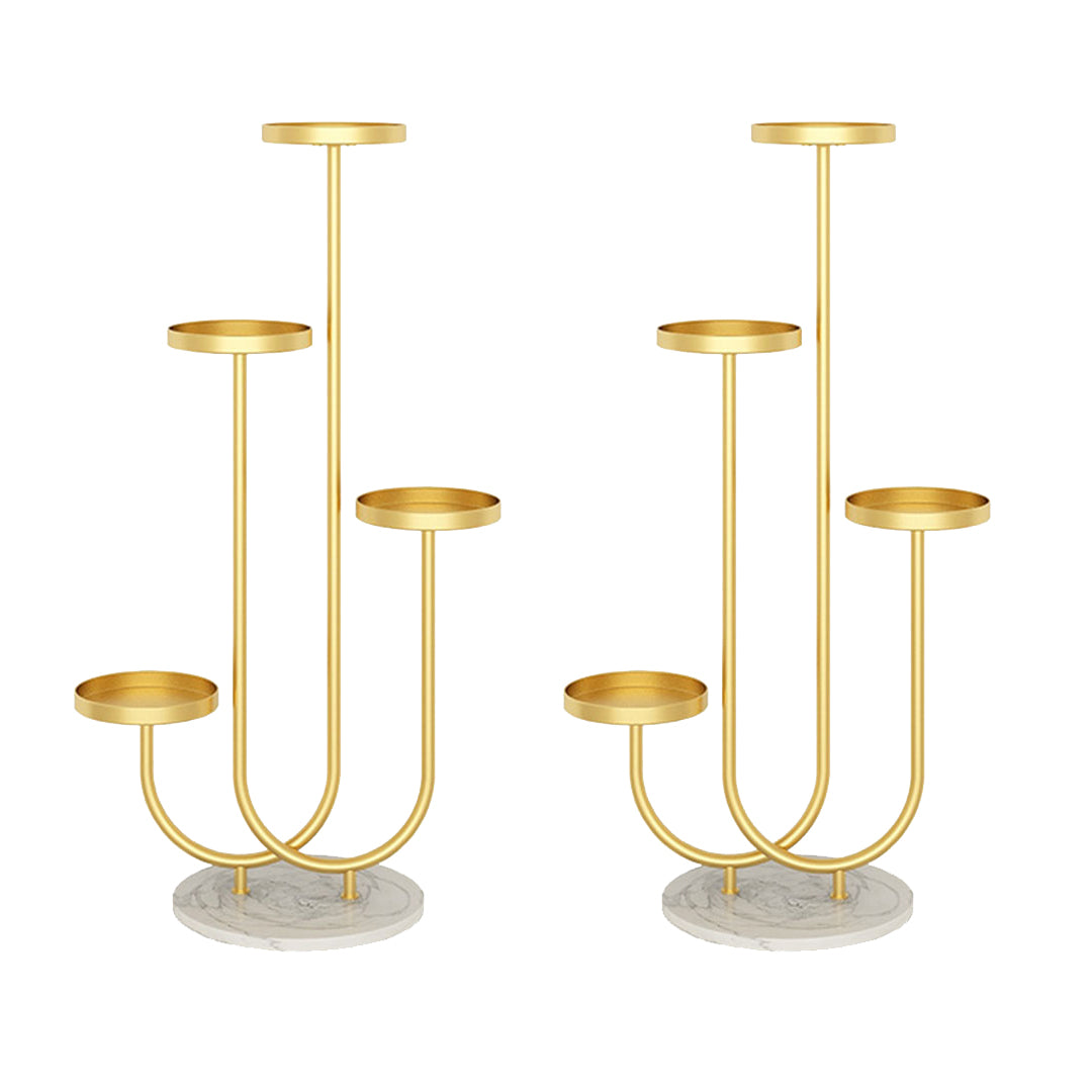 SOGA 2X U Shaped Plant Stand Round Flower Pot Tray Living Room Balcony Display Gold Metal Decorative Shelf $ 301.90