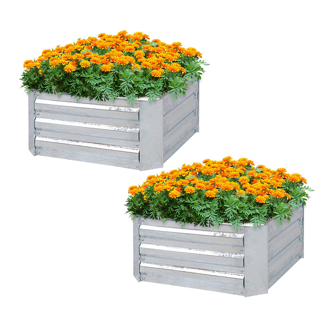 SOGA 2X 60cm Square Galvanised Raised Garden Bed Vegetable Herb Flower Outdoor Planter Box $ 161.90