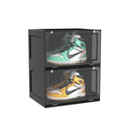SOGA 2 Tier Black Portable Shoe Organiser Sneaker Footwear Folding Plastic Bin Stackable Storage Box with Magnetic Door $ 65.50