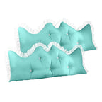 SOGA 2X 120cm Light Blue Princess Bed Pillow Headboard Backrest Bedside Tatami Sofa Cushion with Ruffle Lace Home Decor