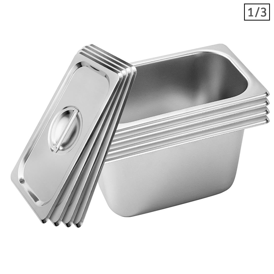SOGA 4X Gastronorm GN Pan Full Size 1/3 GN Pan 15cm Deep Stainless Steel Tray With Lid $ 111.50