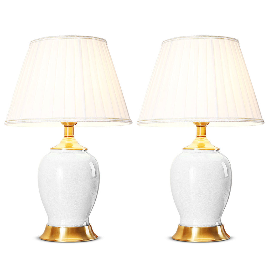 SOGA 2X Ceramic Oval Table Lamp with Gold Metal Base Desk Lamp White $ 344.50
