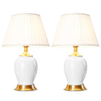 SOGA 2X Ceramic Oval Table Lamp with Gold Metal Base Desk Lamp White $ 344.50