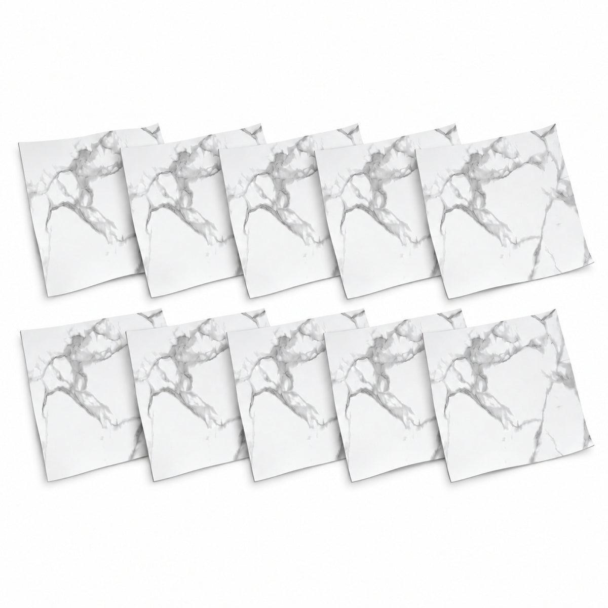 SOGA Peel & Stick Floor and Wall Tiles 30 x 30cm 10 Pack White Grey Faux Marble