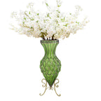 SOGA 67cm Green Glass Tall Floor Vase with 10pcs White Artificial Fake Flower Set $ 488.90