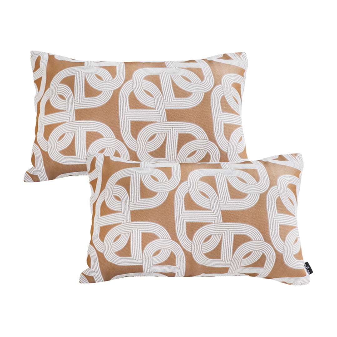 SOGA 2X 35cm Artistic Camel Brown White Geometric Pattern Throw Pillow $ 142