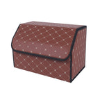 SOGA Leather Car Boot Collapsible Foldable Trunk Cargo Organizer Portable Storage Box Coffee/Gold Stitch Medium $ 44.50