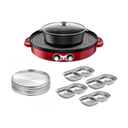 SOGA Kitchenware Bundle – 2-in-1 Electric Hot Pot BBQ Grill with Silver Grilling Plate & Sauce Pan $ 287