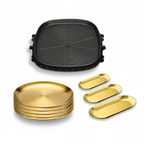 SOGA Kitchenware Bundle – Square Portable Korean BBQ Stove, Gold Grilling Plate & Nordic Plate Set $ 151