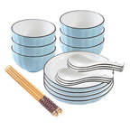 SOGA Blue Japanese Style Ceramic Dinnerware Crockery Soup Bowl Plate Server Kitchen Home Decor Set of 10 $ 77.90