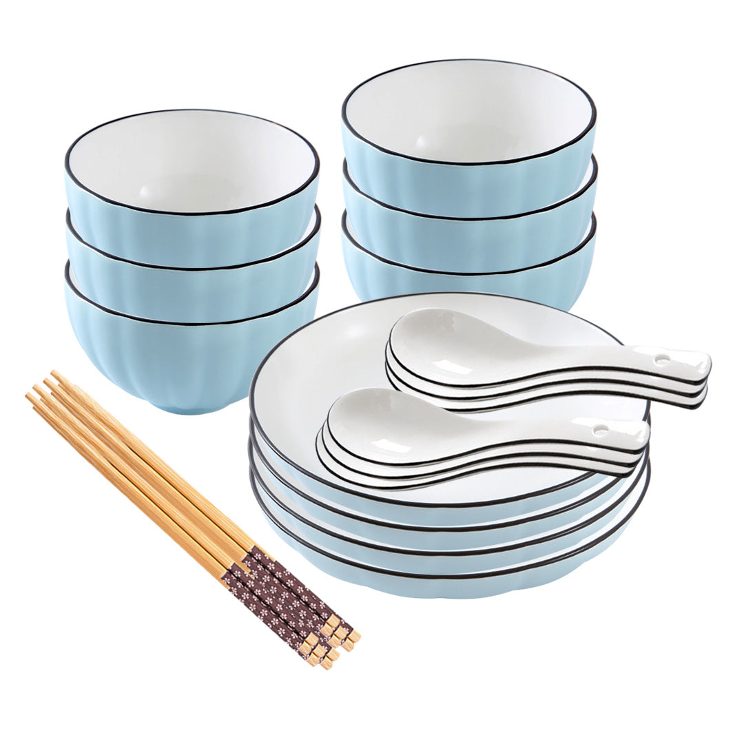SOGA Blue Japanese Style Ceramic Dinnerware Crockery Soup Bowl Plate Server Kitchen Home Decor Set of 10 $ 77.90