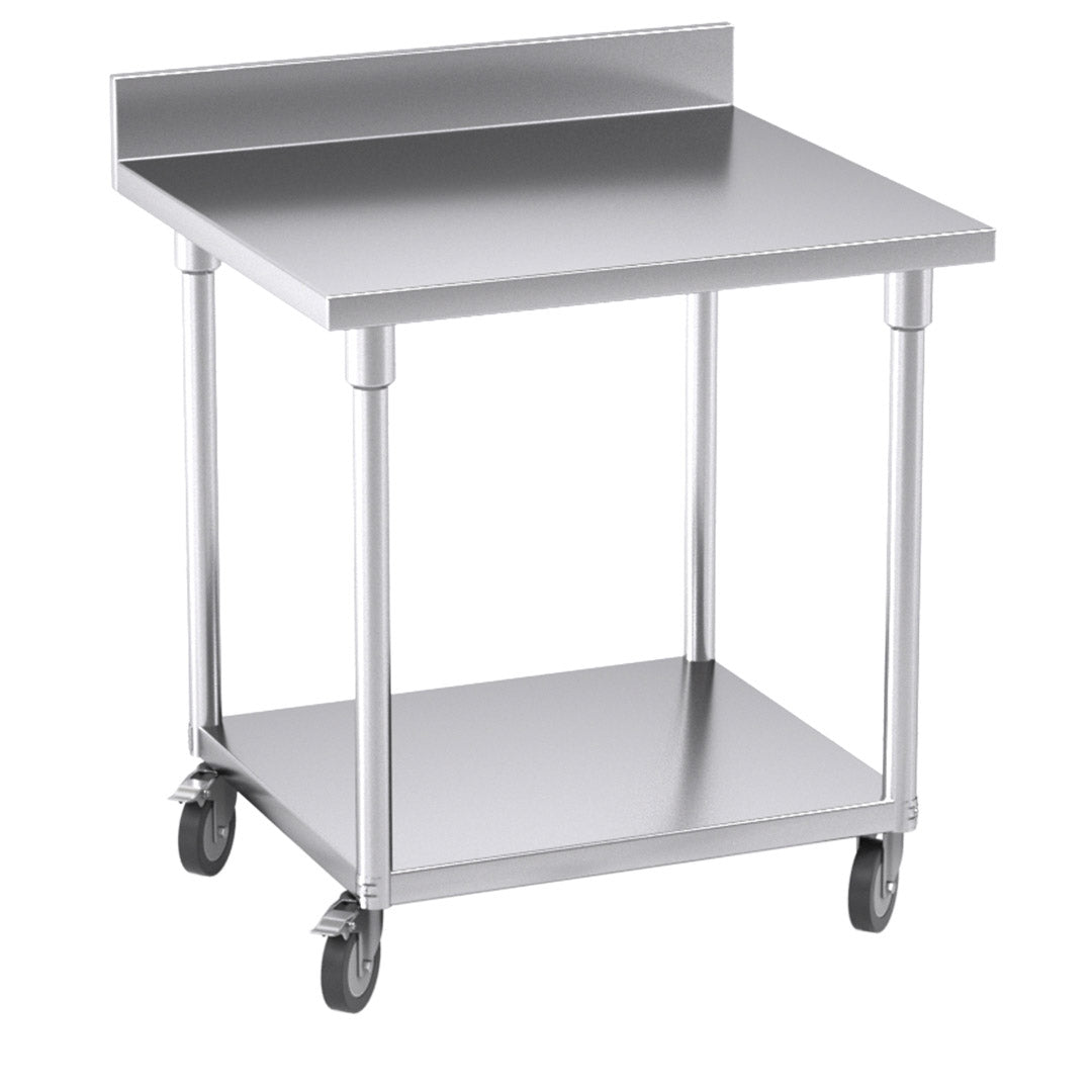 SOGA 80cm Commercial Catering Kitchen Stainless Steel Prep Work Bench Table with Backsplash and Caster Wheels $ 679.90