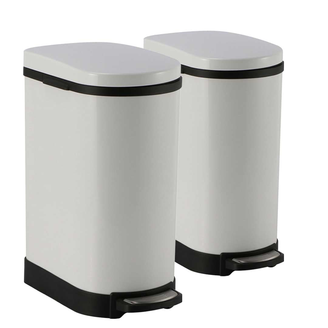 SOGA 2X Foot Pedal Stainless Steel Rubbish Recycling Garbage Waste Trash Bin U White 10L $ 172.50