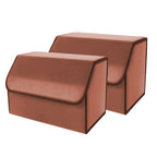 SOGA 2X Leather Car Boot Collapsible Foldable Trunk Cargo Organizer Portable Storage Box Coffee Medium $ 79.90