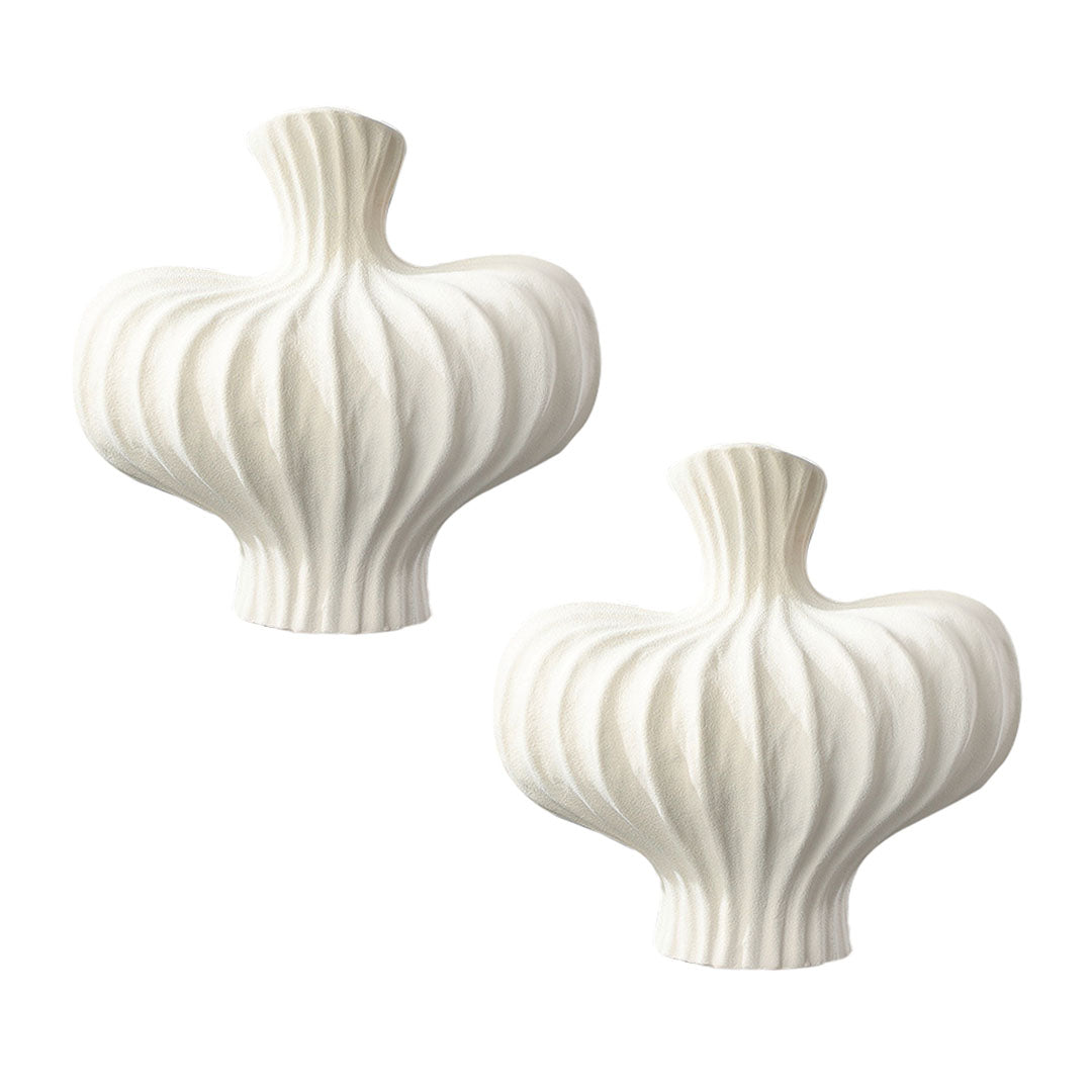 SOGA 2X 25X24cm Ornament Small Matte White Vases Countertop Decoration Accessories Porch Crafts Home Decor $ 172.90