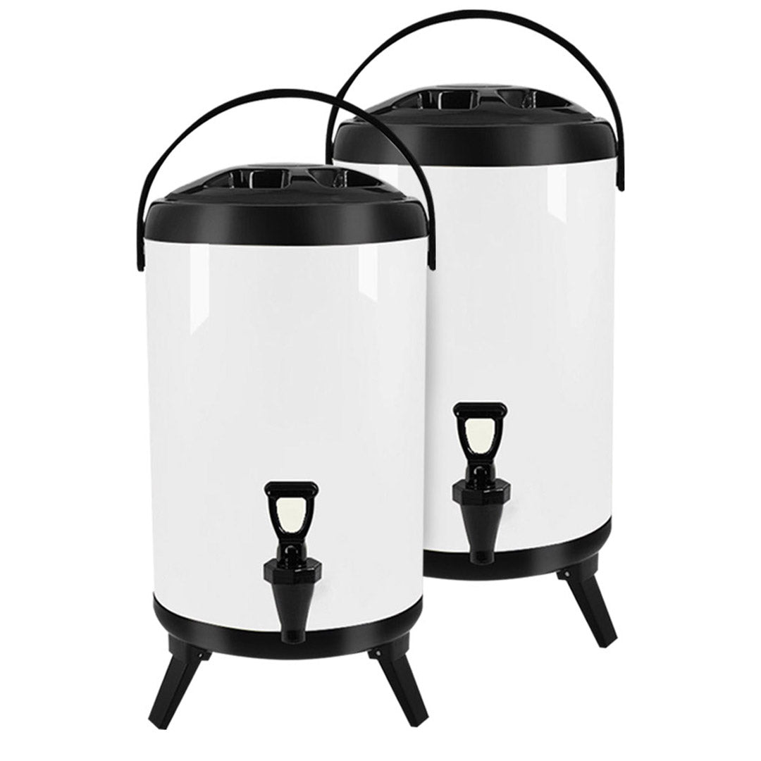 SOGA 2X 18L Stainless Steel Insulated Milk Tea Barrel Hot and Cold Beverage Dispenser Container with Faucet White $ 215.50