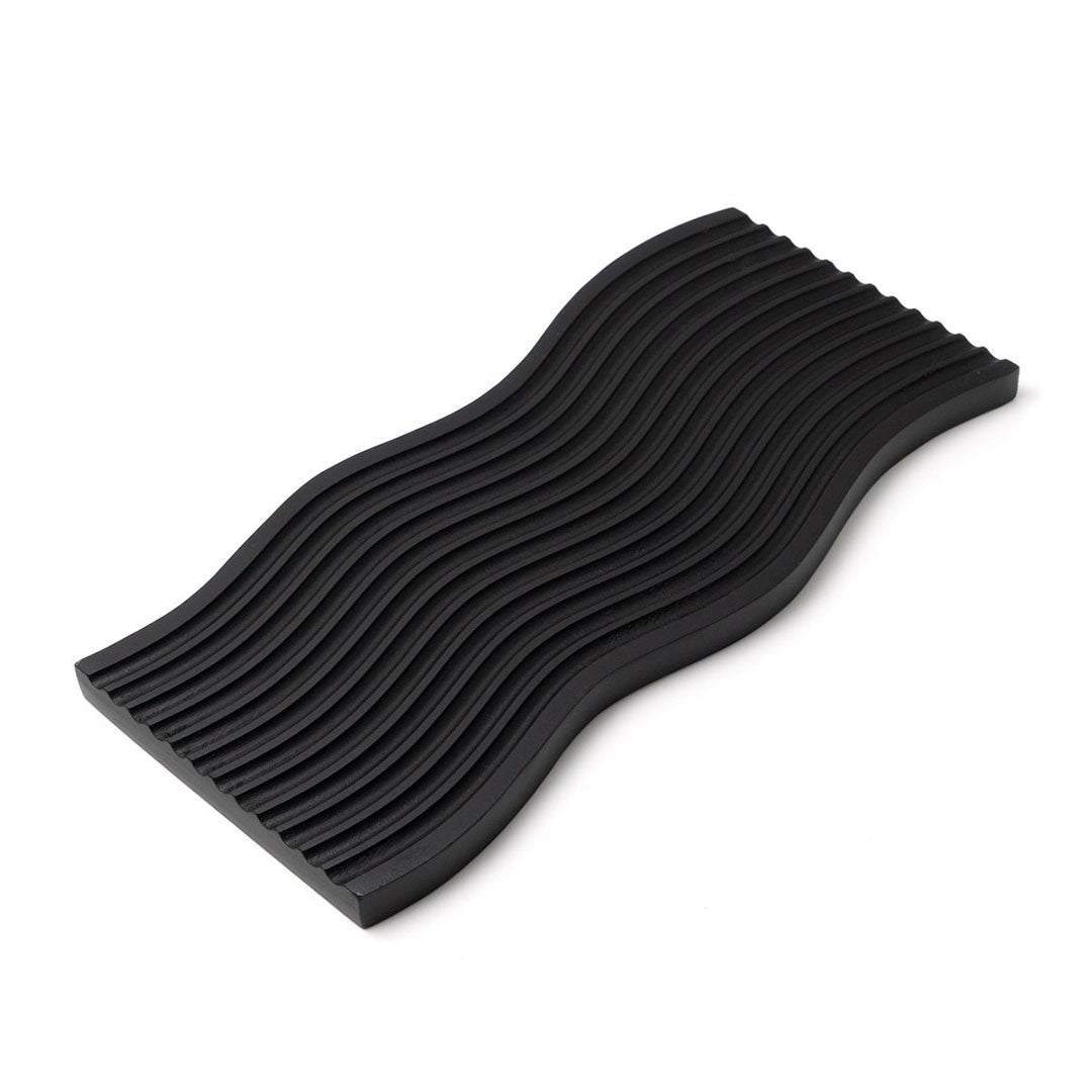 SOGA 39cm Black Wave Ribbed Wooden - Premium Beech Wood Decorative Tray $ 44.50