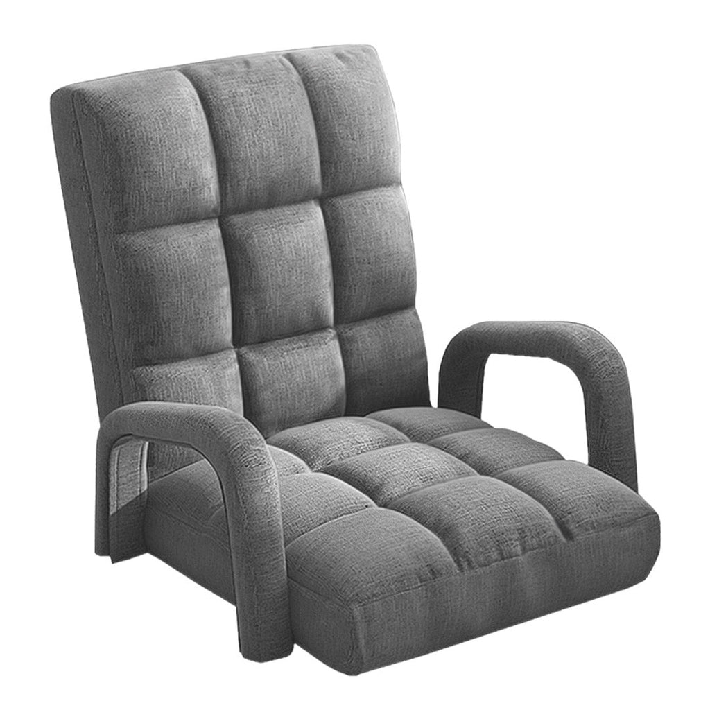 SOGA Foldable Lounge Cushion Adjustable Floor Lazy Recliner Chair with Armrest Grey $ 211.50
