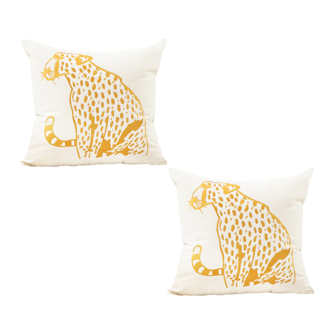 SOGA 2X 45cm Throw Pillow White Light Luxury with Golden Leopard Design Decorative Square Cushion Home Decor $ 107.90